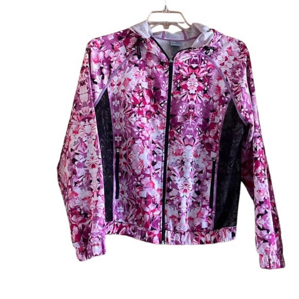 Champion C9 Women’s Floral‎ Windbreaker Full Zip Size Large Travel Active Sporty